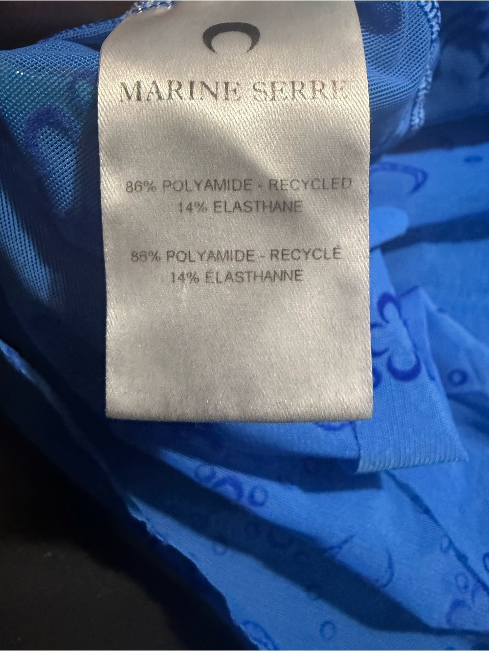 Marine Serre Bright Blue Crescent Print Sheer Top - Picture 7 of 7